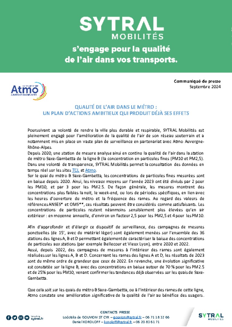 Qualité de l'air dans le métro : un plan d'actions ambitieux qui produit ses effets