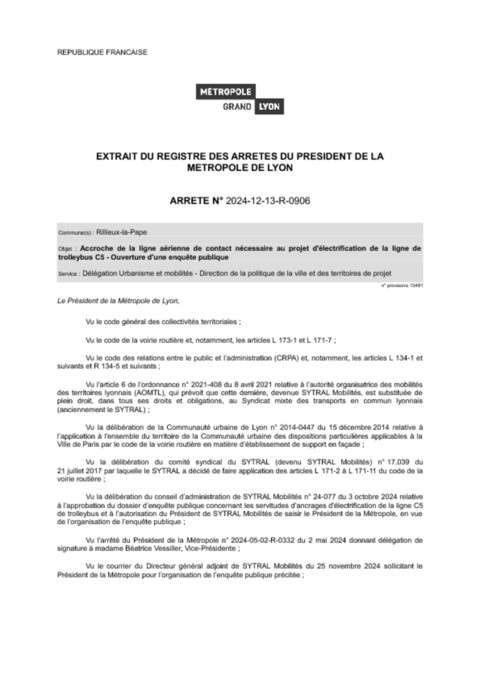 Electrification de la ligne C5 - Ouverture de l'enquête publique