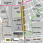Carte des travaux couloirs bus Rte de Vienne